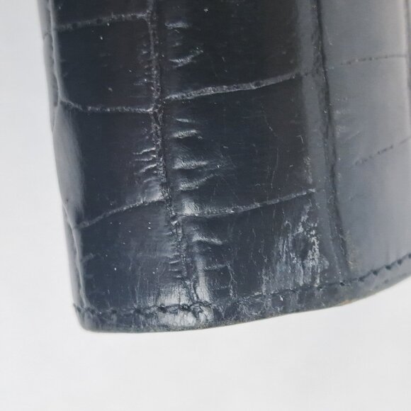 Brighton Croc Embossed Black  Leather Crossbody Clutch Wallet - Picture 11 of 12